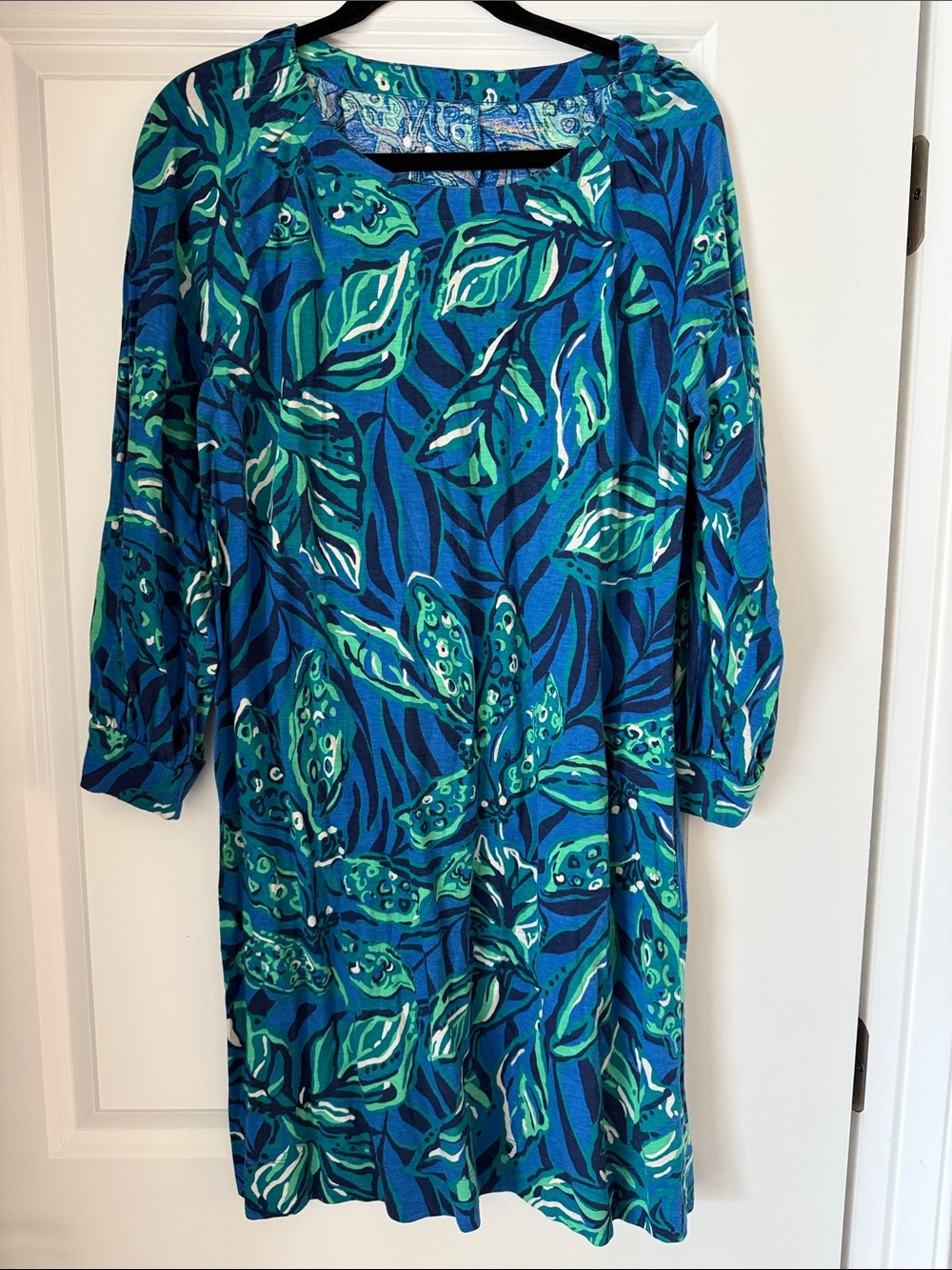 Lilly Pulitzer Blue & Teal Leaf-Print Long Sleeve Dress
